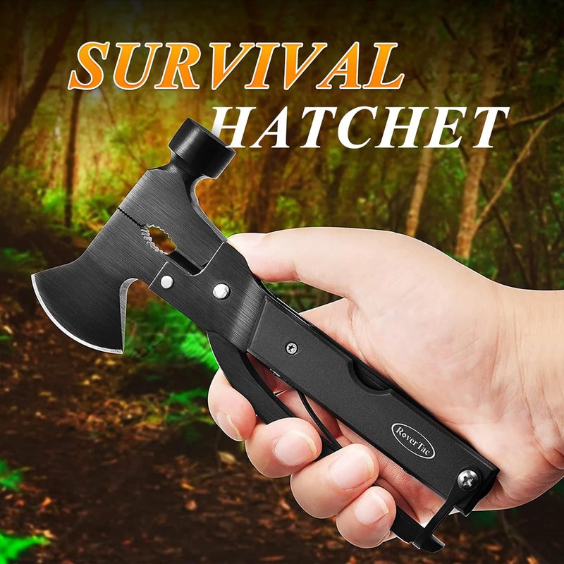 RoverTac 14-in-1 Multitool Camping Axe – Multi Tool with Knife, Hammer, Saw, Screwdrivers, Bottle Opener – Camping Tool with Sheath – Tool Gifts for Men, Dad, Husband, and Outdoor Enthusiasts. - Image 5